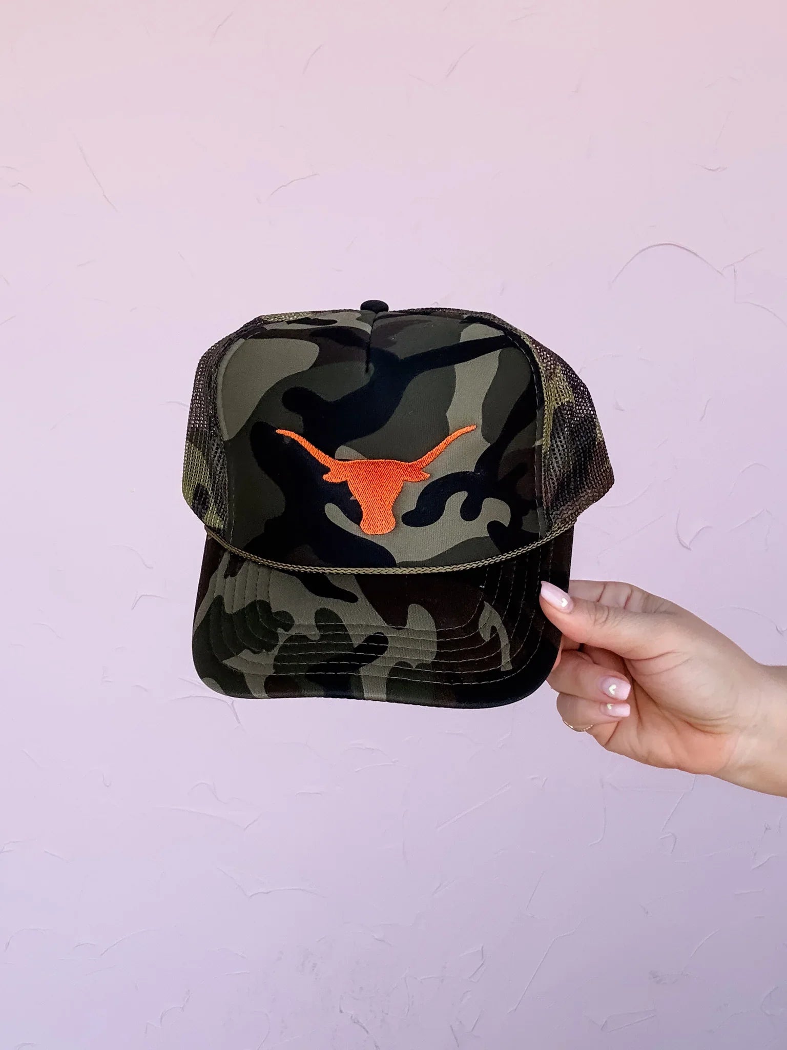 Camo Longhorn Trucker Hat