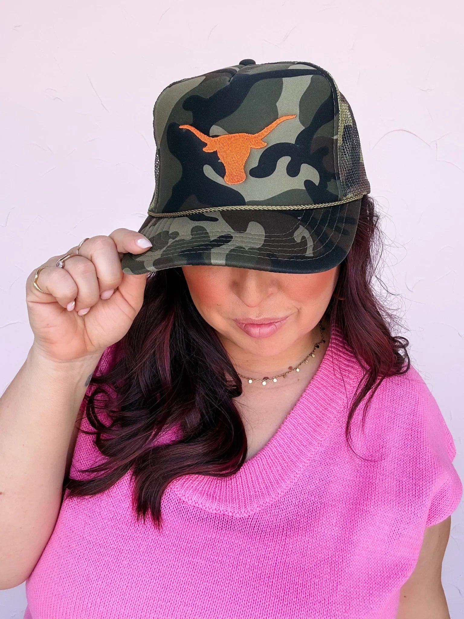 Camo Longhorn Trucker Hat