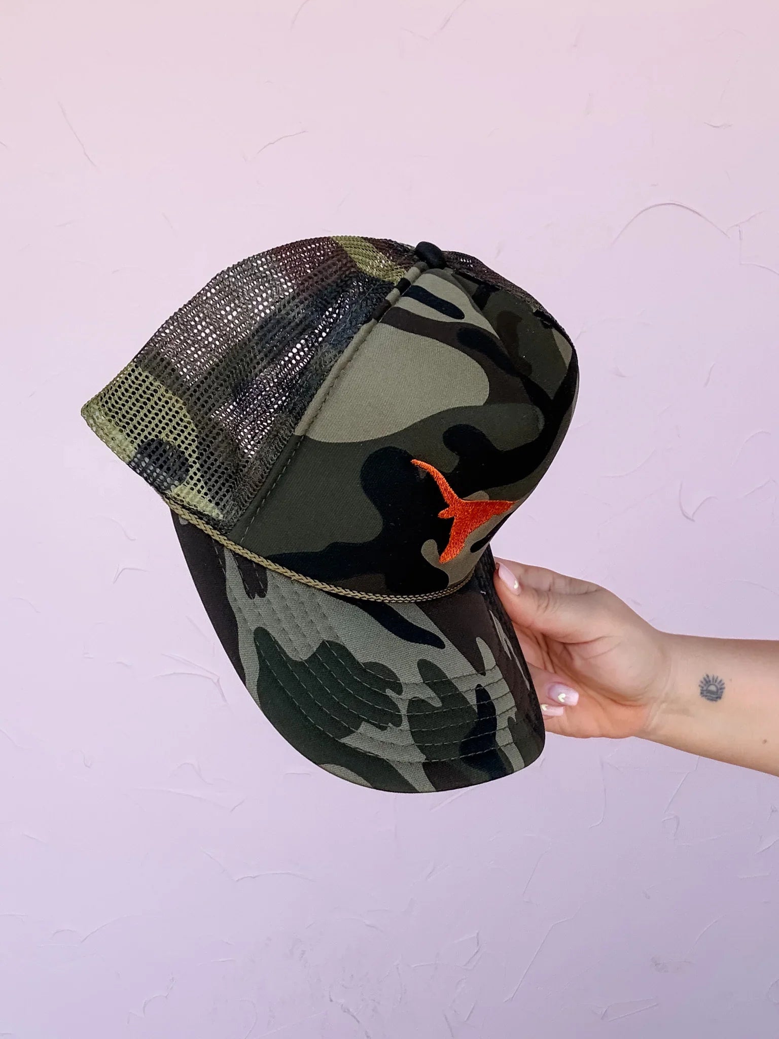 Camo Longhorn Trucker Hat