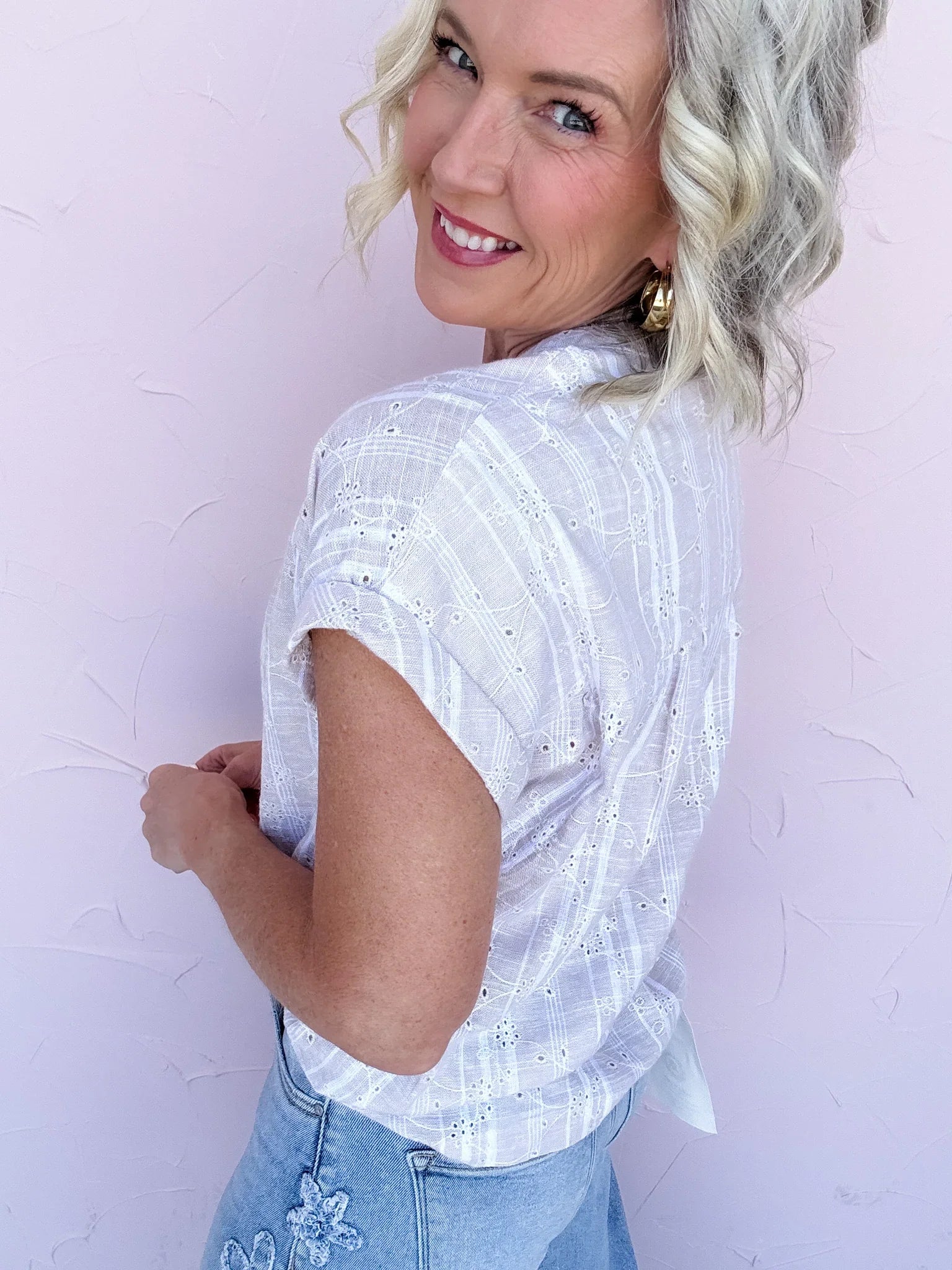 Maren Eyelet Button Down