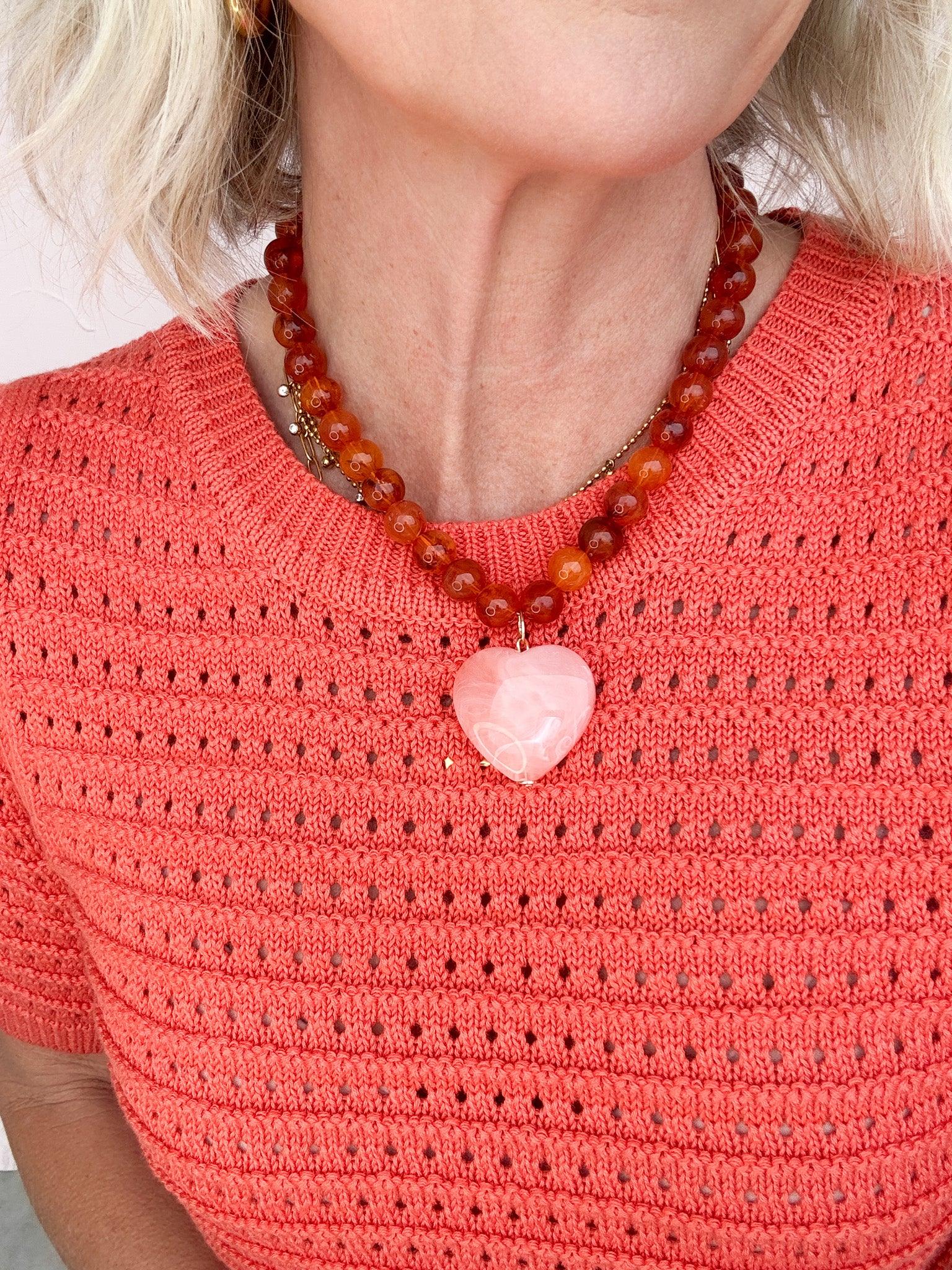 Sunset Tortoise Heart Necklace