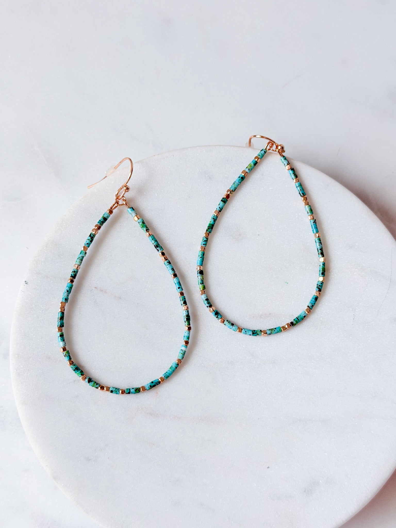 Turquoise Teardrop Hoops