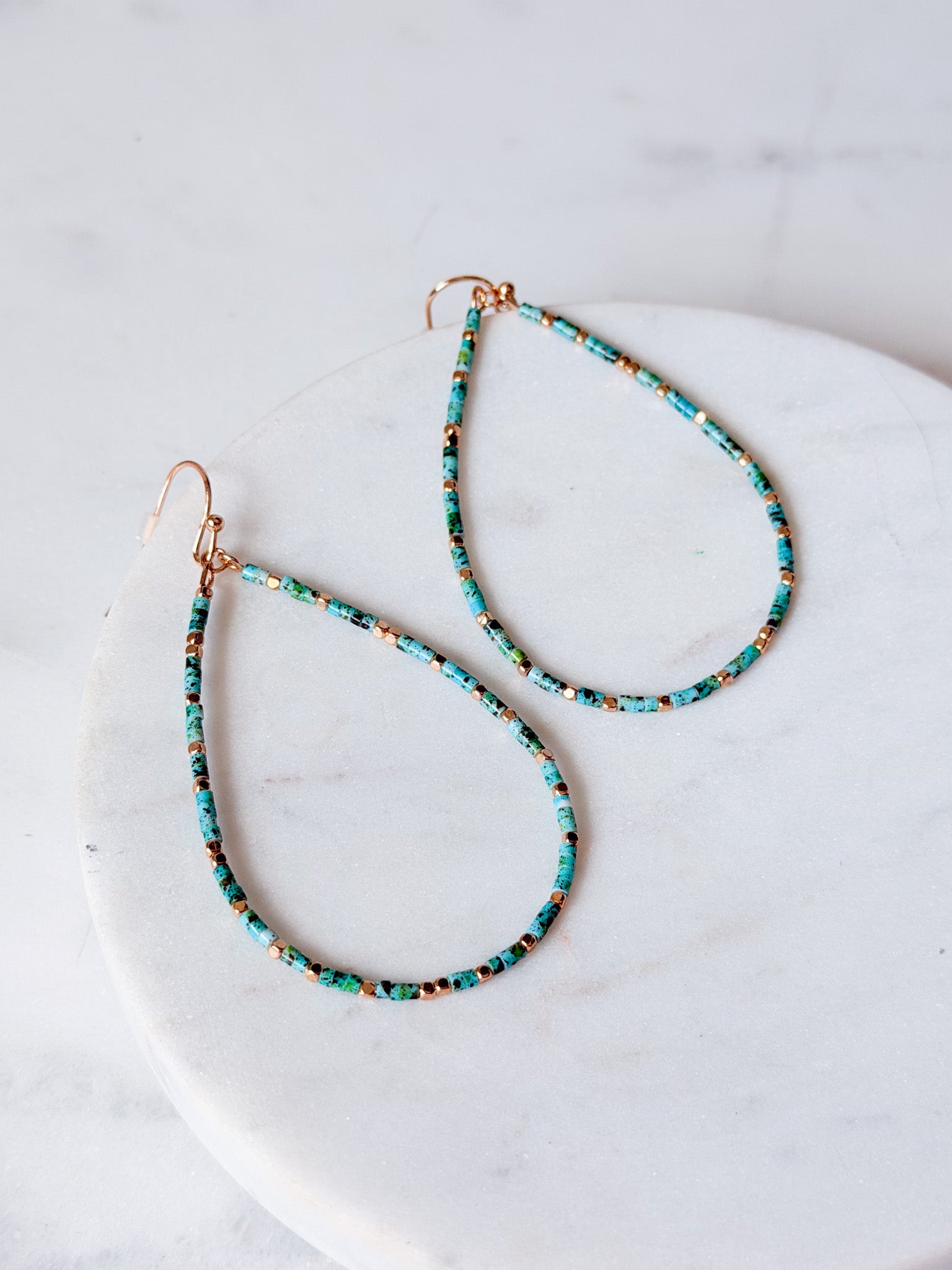 Turquoise Teardrop Hoops