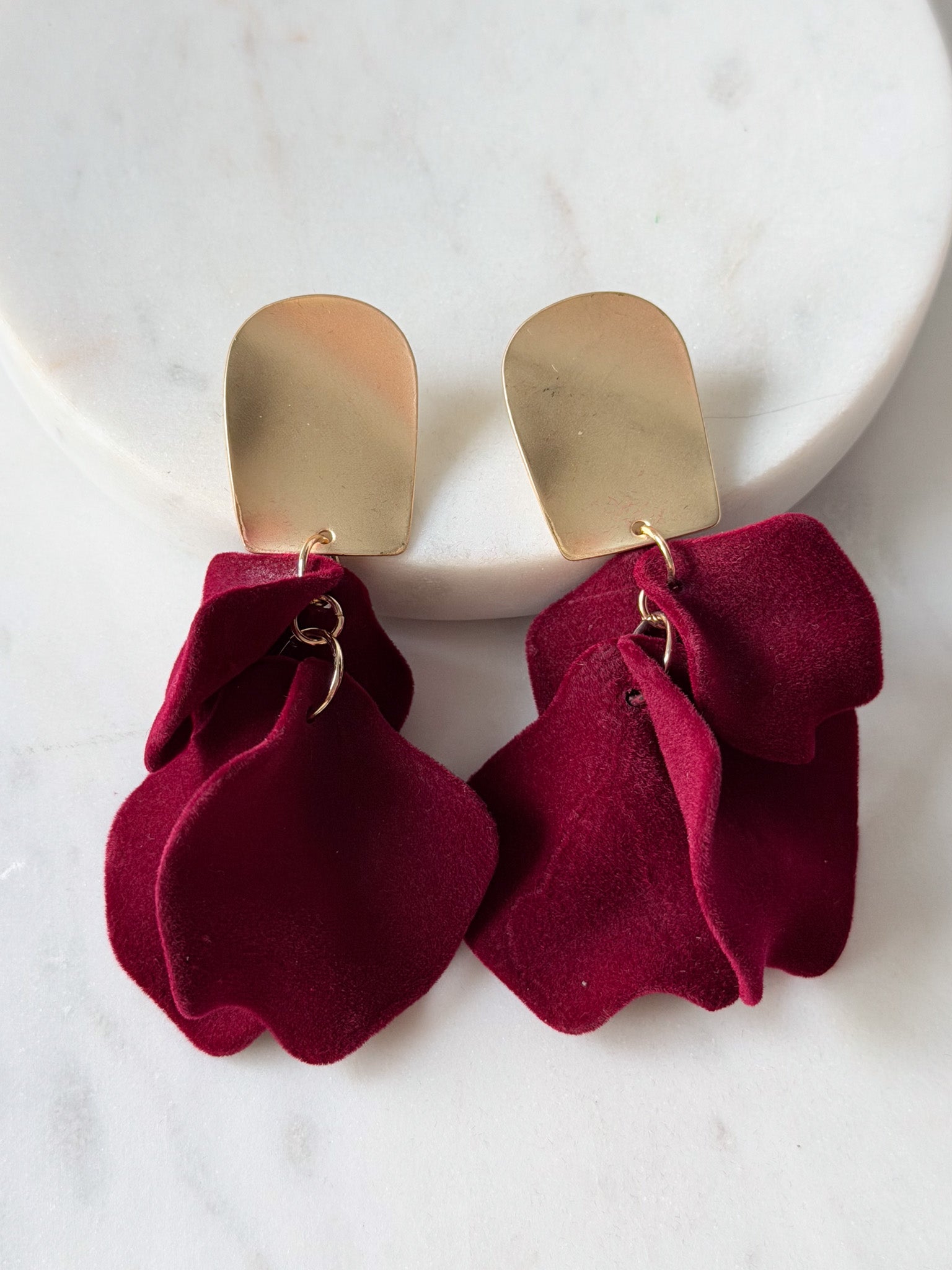 Velvet Petal Drop Earrings