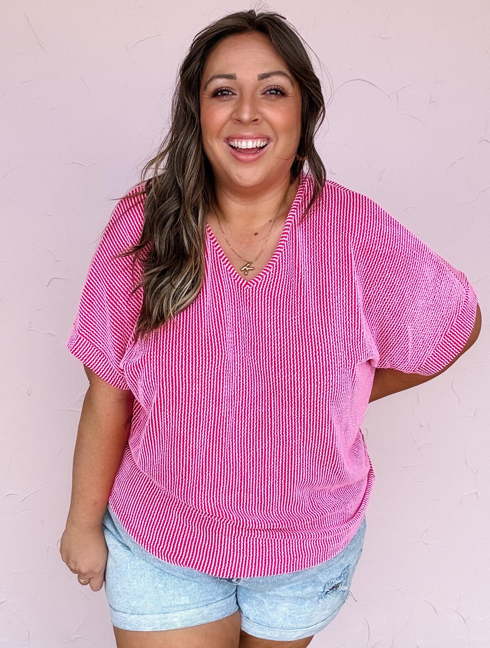 Pink Mirage Ribbed Top