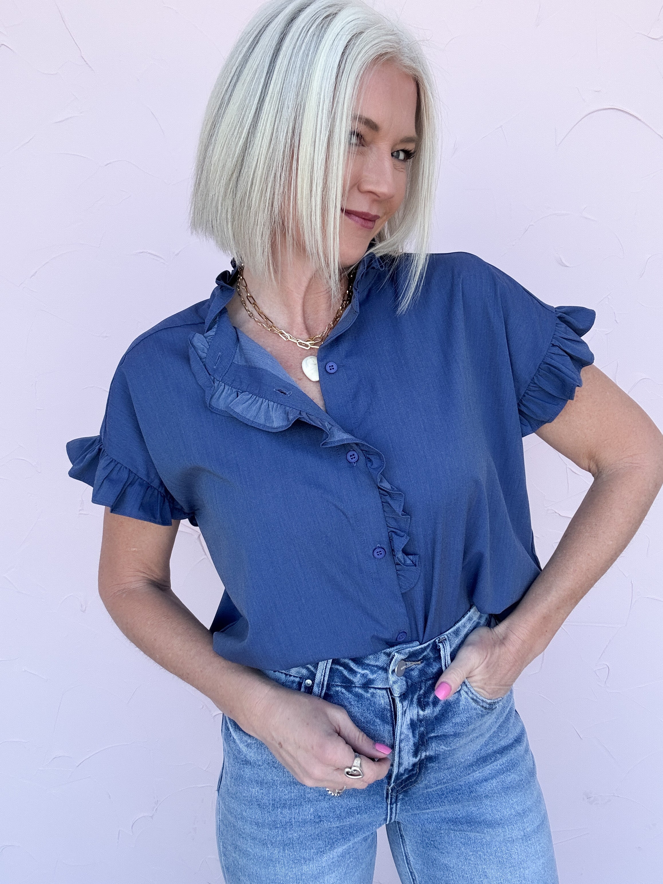 Heart Skip Button Down