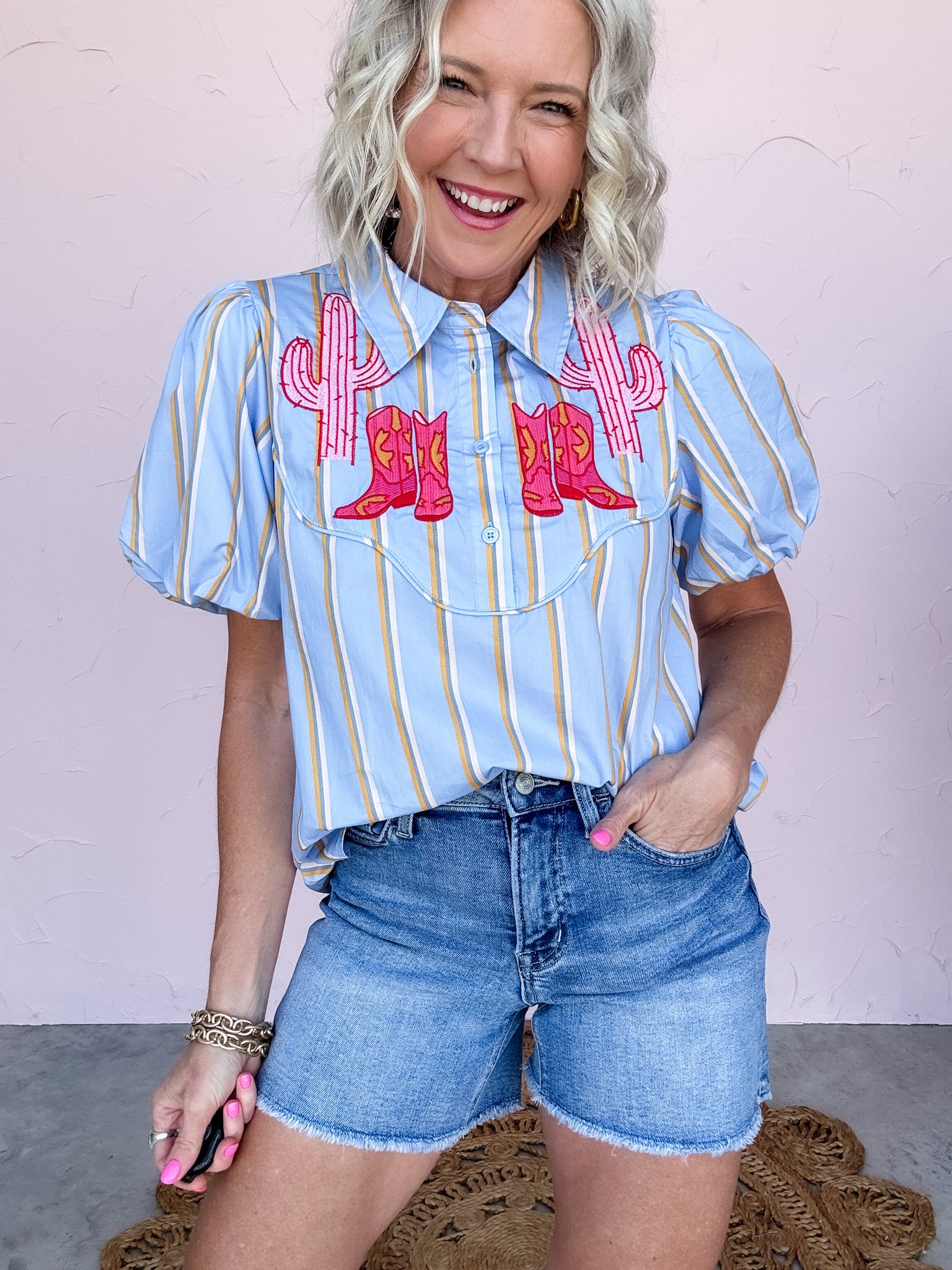 Pink Prairie Stripe Top