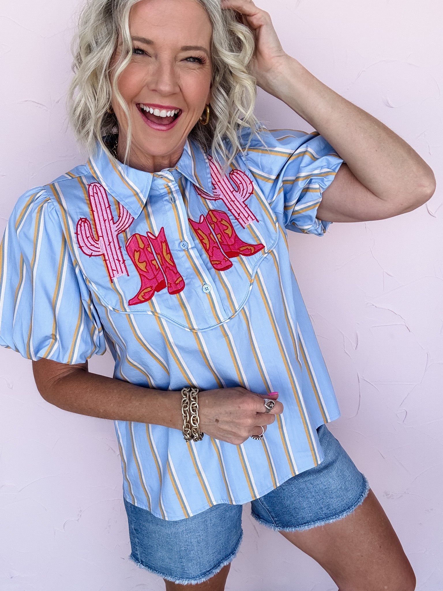 Pink Prairie Stripe Top