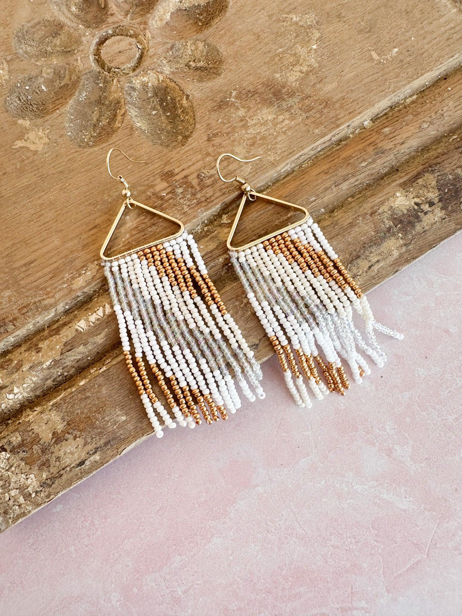 Kenzie Beaded Fringe Earrings