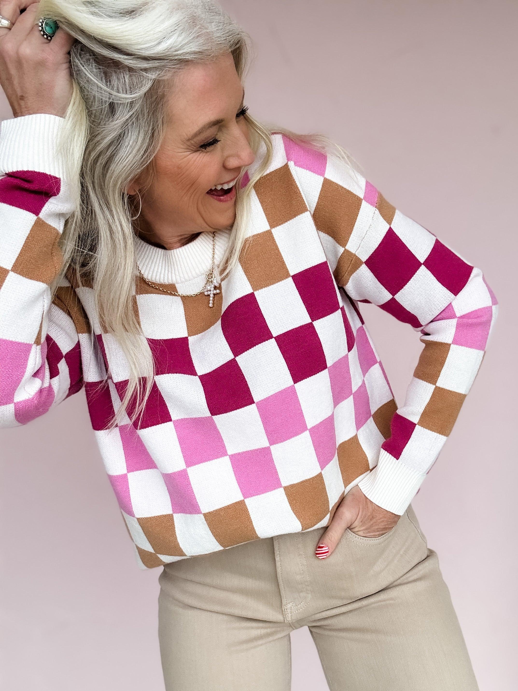 Desert Rose Checkered Sweater