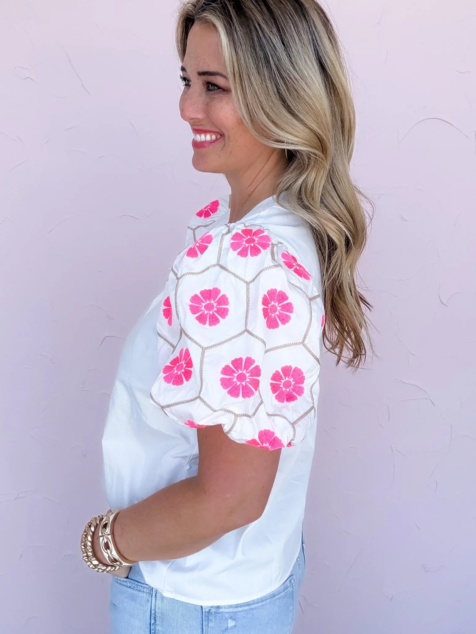 Lila Embroidered Top