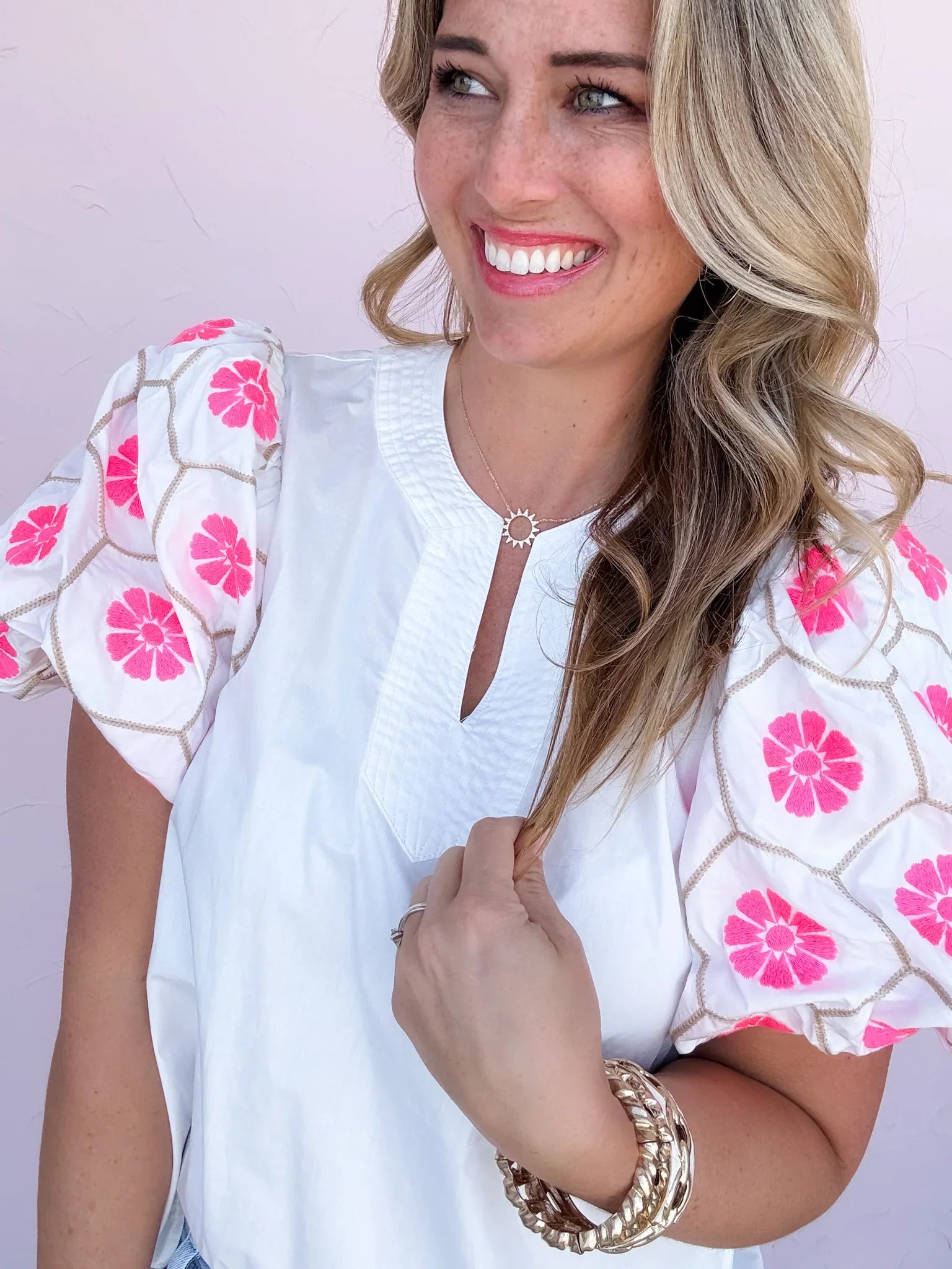Lila Embroidered Top