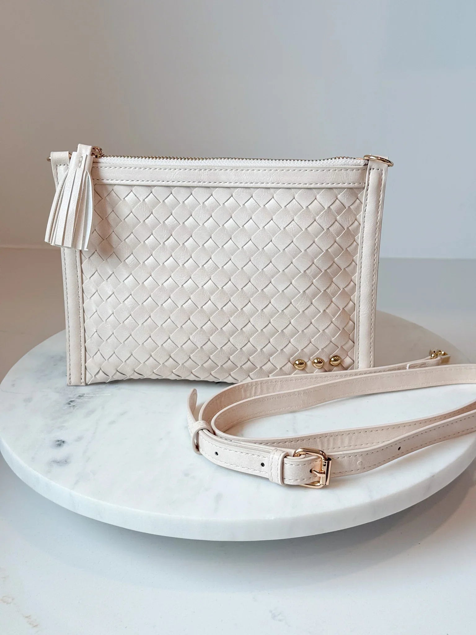 Veda Woven Crossbody and Clutch Bag | Cream