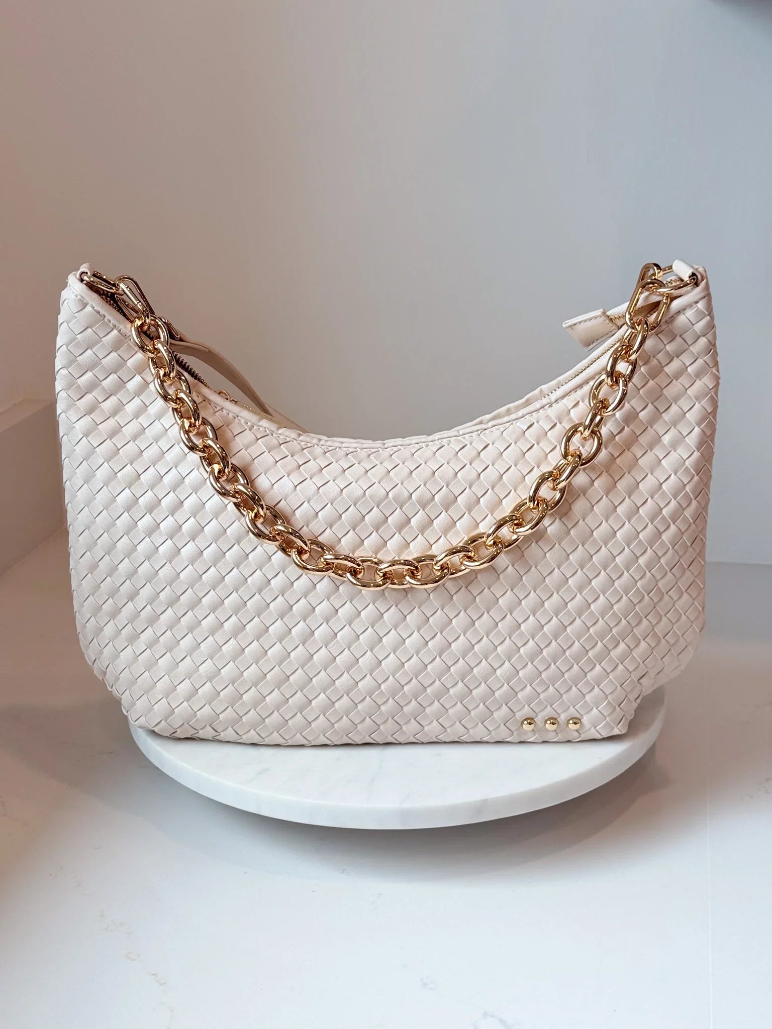 Sienna Slouchy Woven Shoulder Bag | Cream