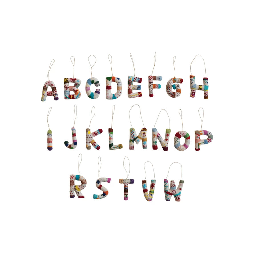 Handmade Wool Felt Alphabet Ornament