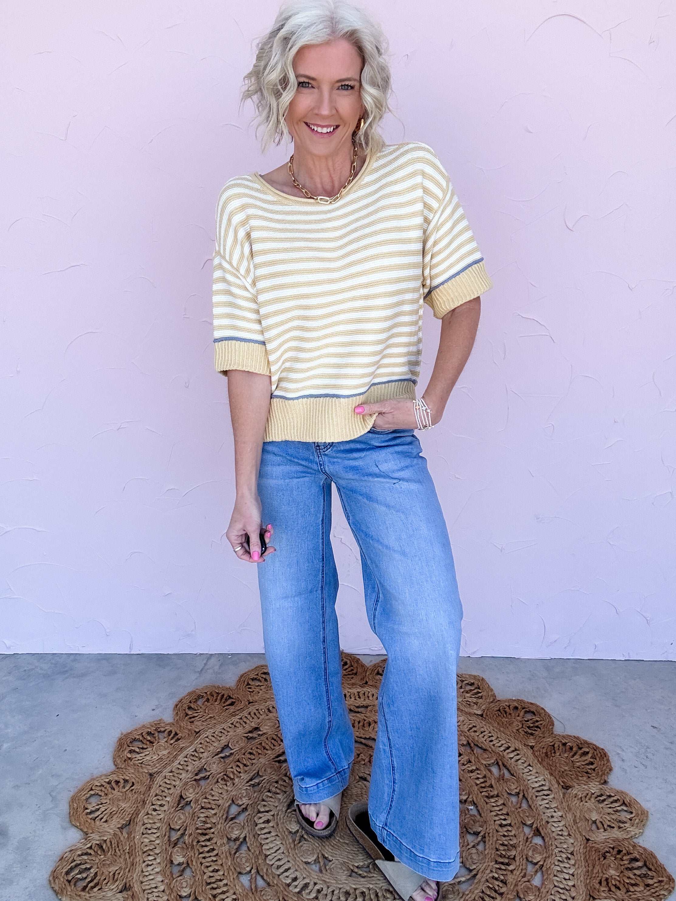 Sunny Side Stripe Sweater Top