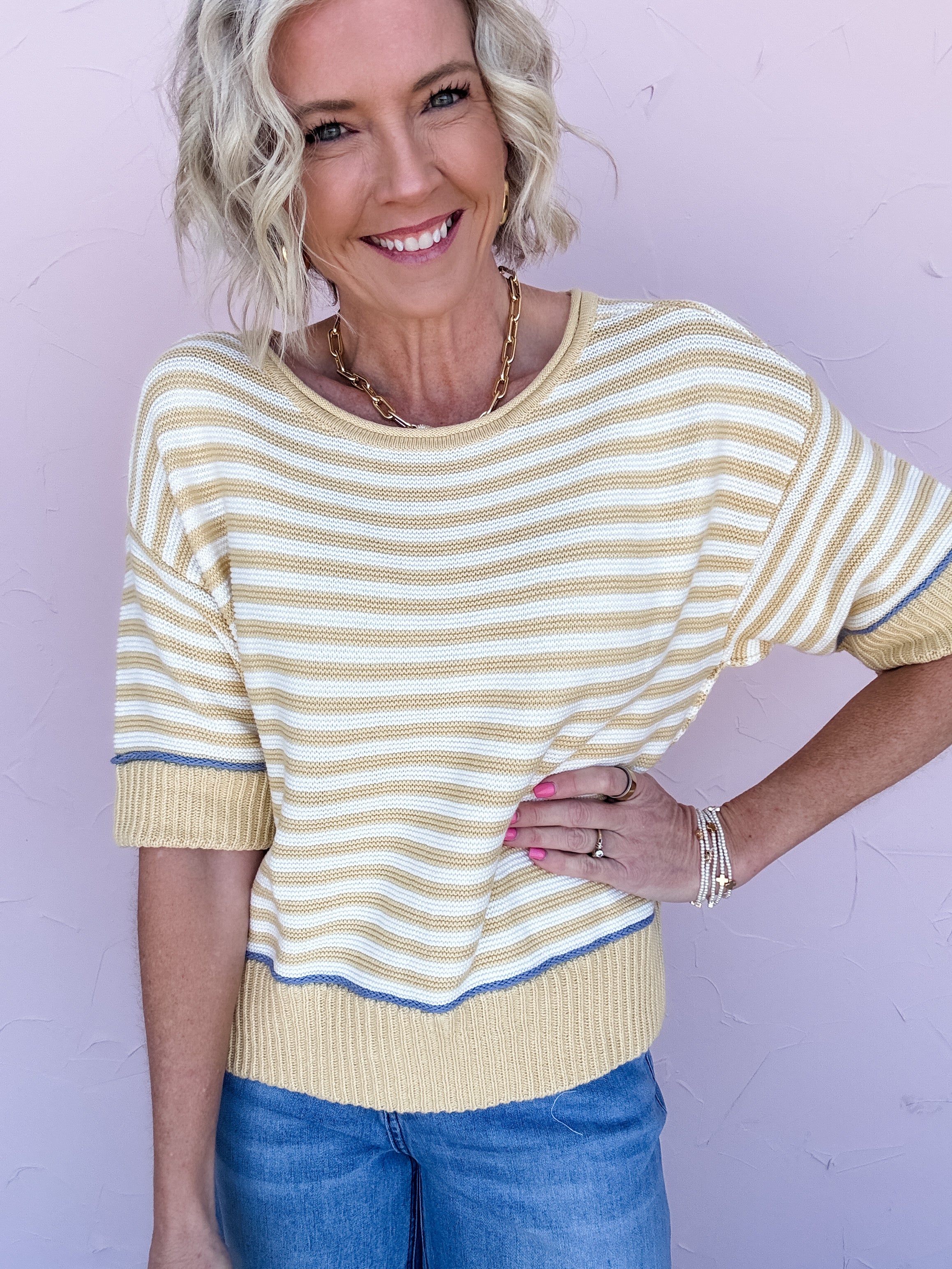 Sunny Side Stripe Sweater Top