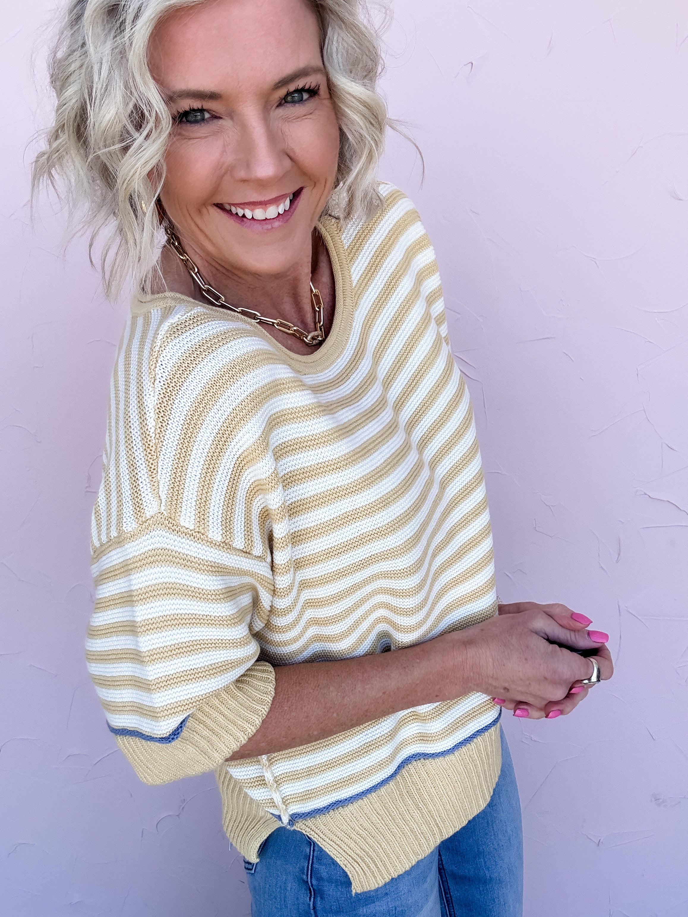 Sunny Side Stripe Sweater Top