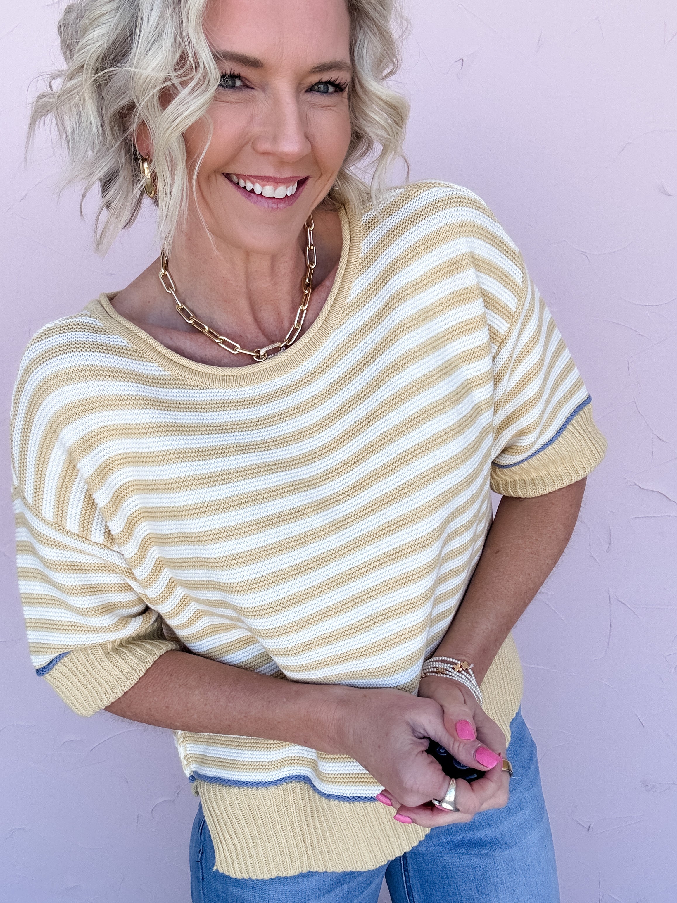 Sunny Side Stripe Sweater Top