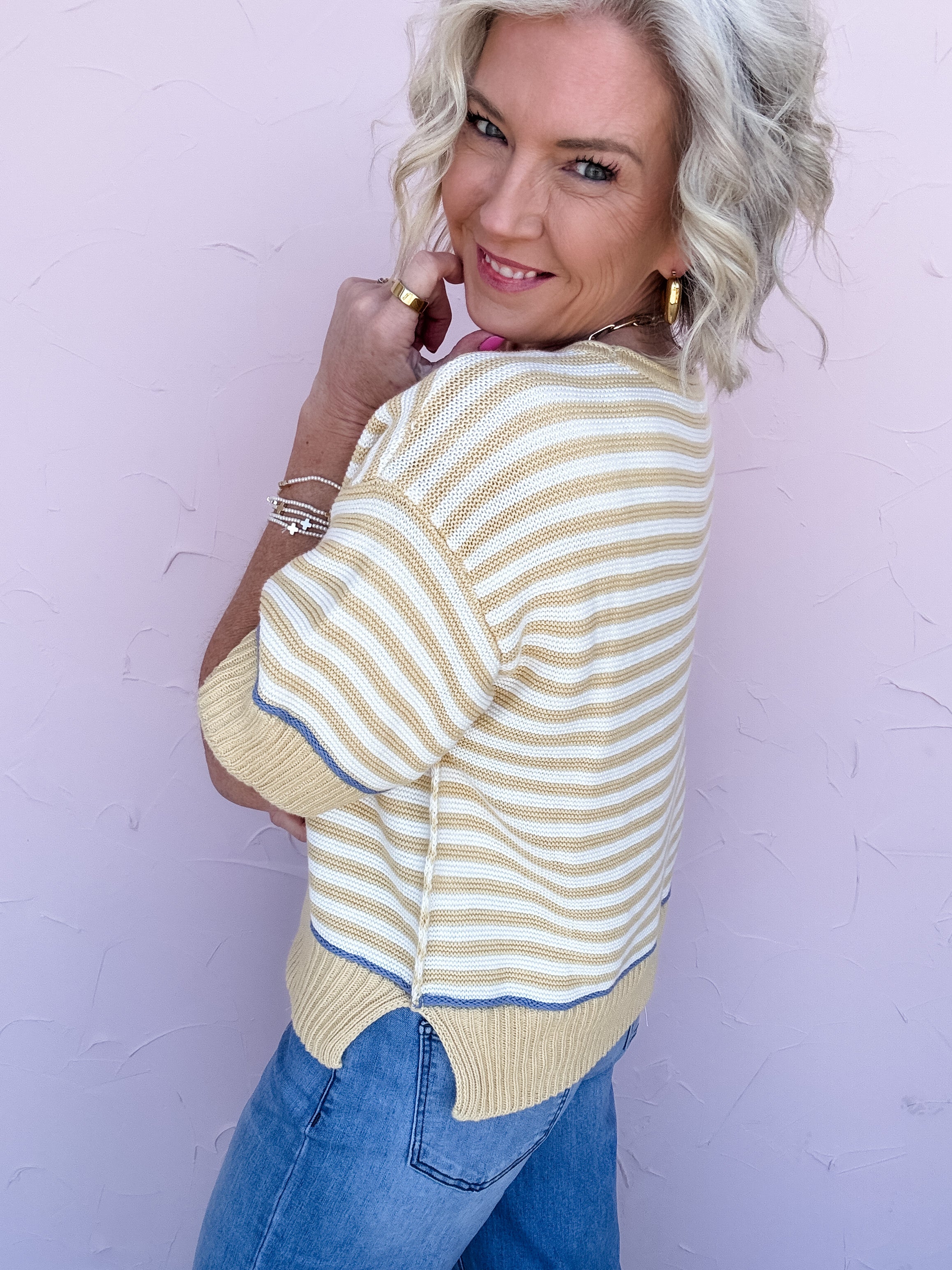 Sunny Side Stripe Sweater Top
