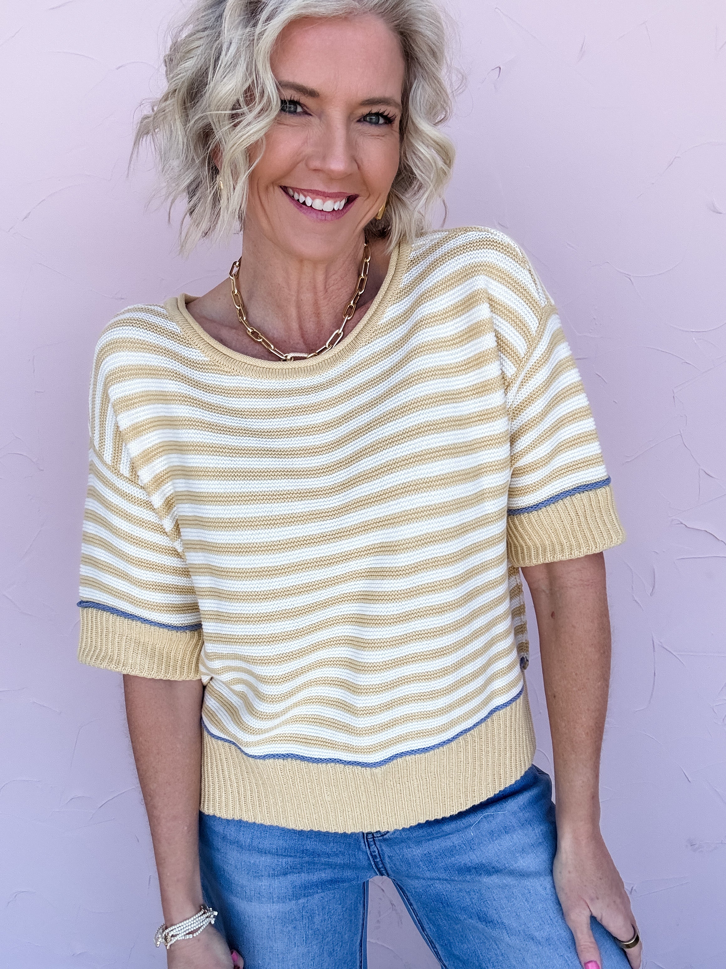 Sunny Side Stripe Sweater Top