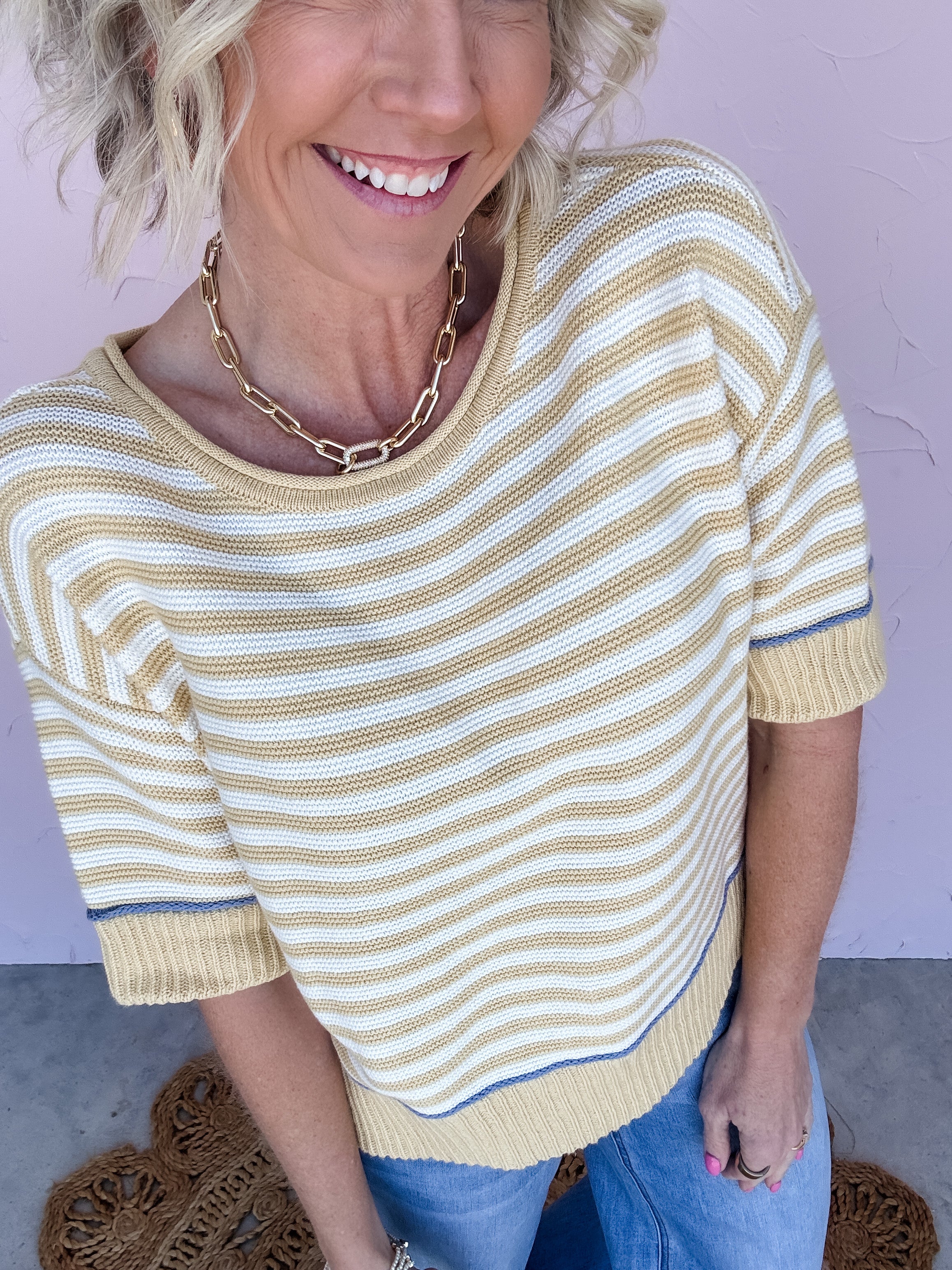 Sunny Side Stripe Sweater Top