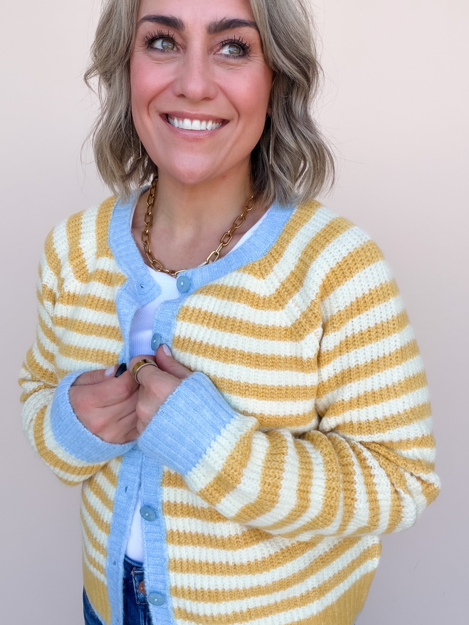 Sunday Stripe Cardigan | Yellow/Cream