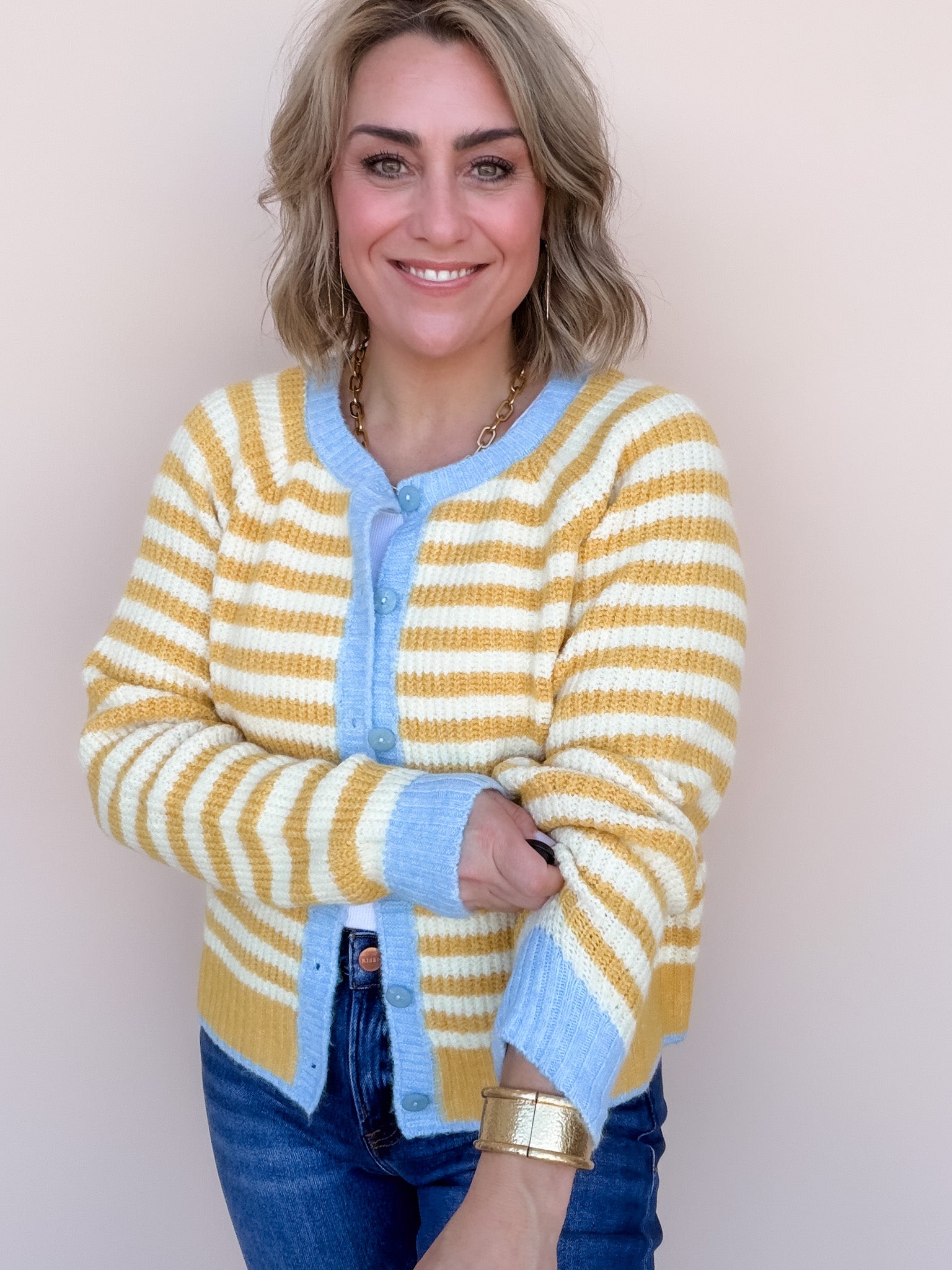 Sunday Stripe Cardigan | Yellow/Cream