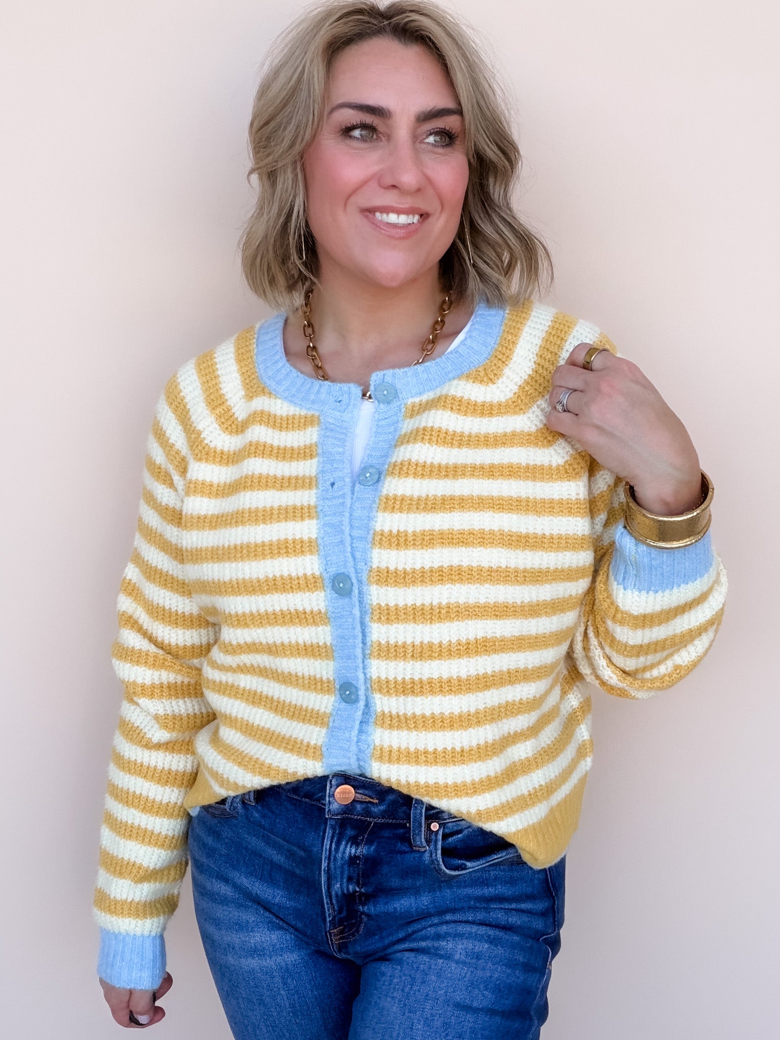 Sunday Stripe Cardigan | Yellow/Cream