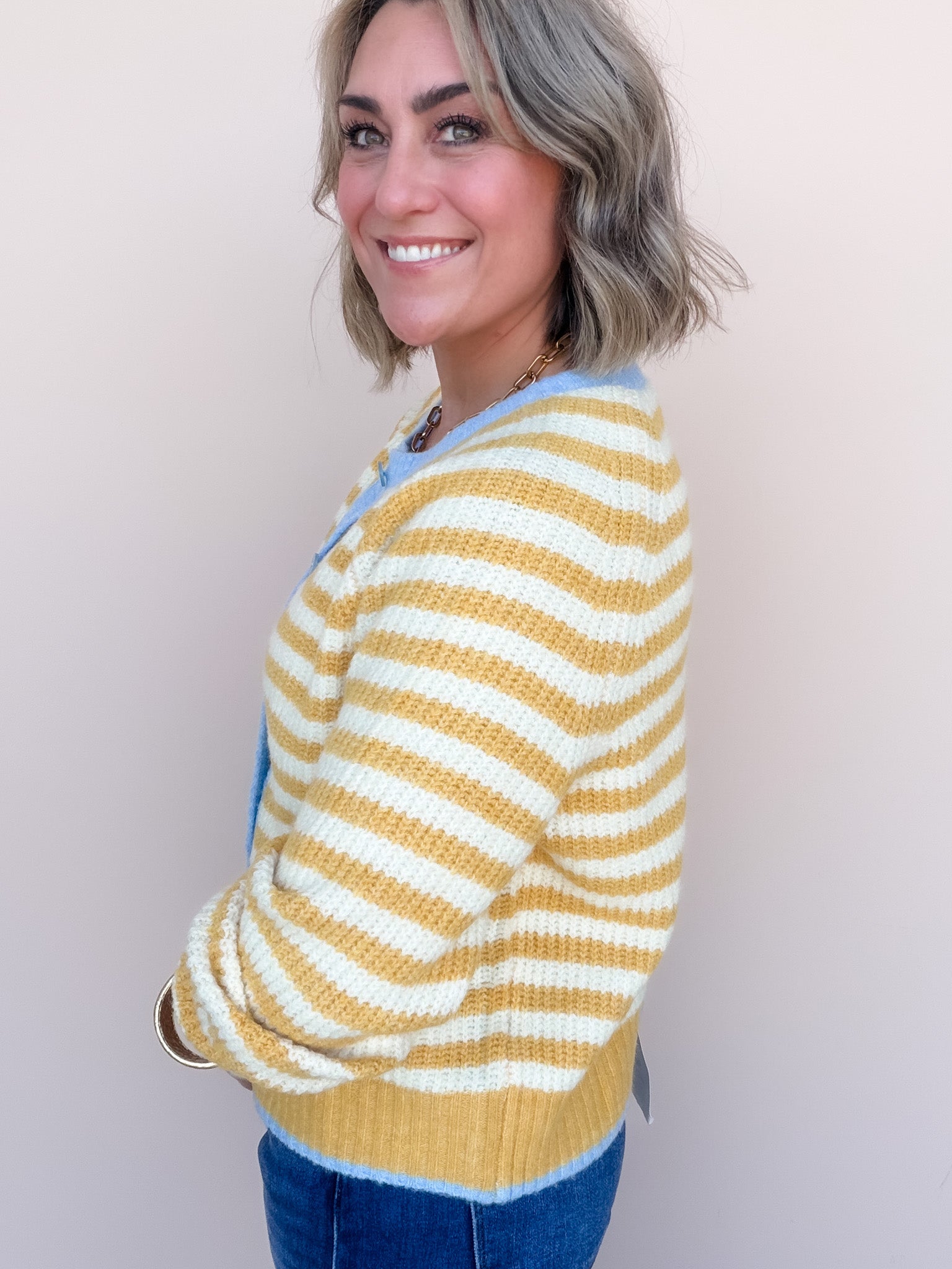 Sunday Stripe Cardigan | Yellow/Cream