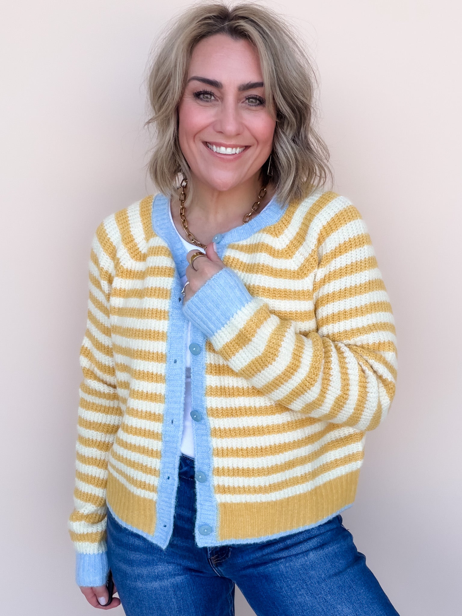 Sunday Stripe Cardigan | Yellow/Cream